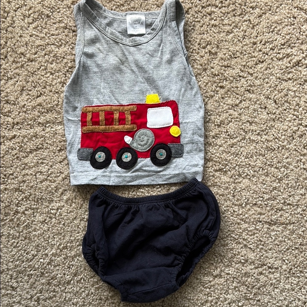 Kids Fire Truck Tank Top and Shorts Set